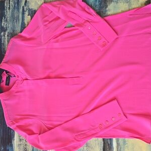 Carlisle Collection, Hot Pink, Mandarin Collar Blouse, 6